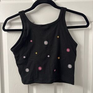 PINK Victoria's Secret Black Top with Embroidery